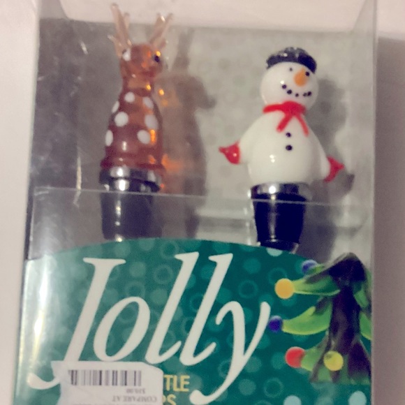 NWT Wine Bottle Stoppers Reindeer & Snowman - Picture 1 of 2